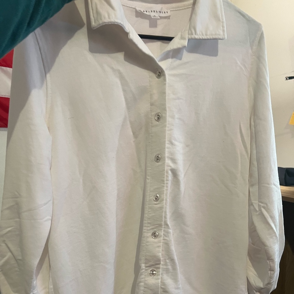 Women’s long sleeve white Button-Up Shirt